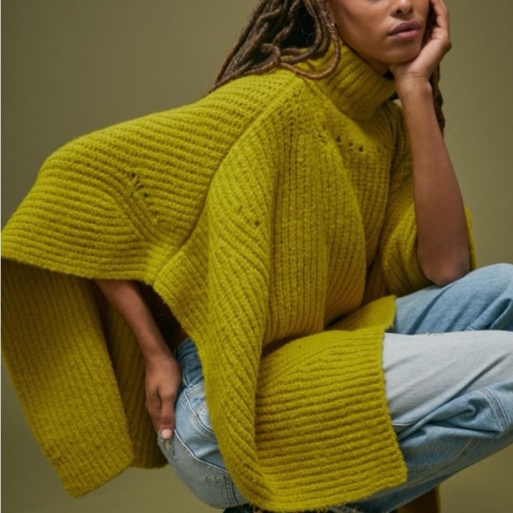 New Anthropologie Chartreuse Sweater Poncho